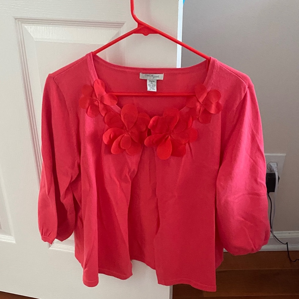Mercer Street Studio Pink Cardigan with Floral Accents